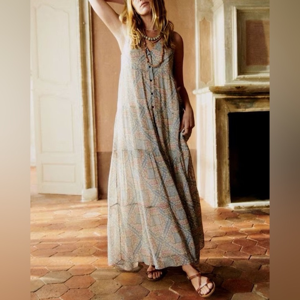 Sezane Raiana Maxi Slevless Button Down Dress Size 42/ 10 US